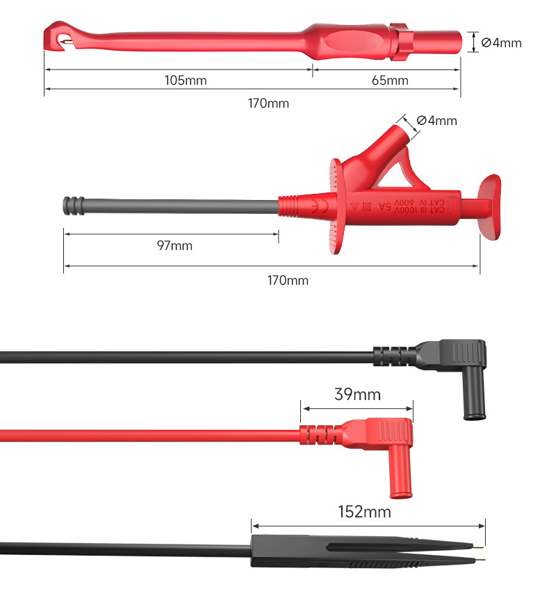 25PS silicone multimeter test lead kit, replaceable probe, digital electrical multimeter test clamp(图5)